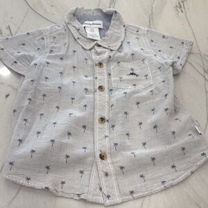 Tommy Bahamas  Striped Palm Tree Button Down Shirt